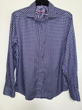 Robert Graham Purple/Blue Check Mens Medium Classic Long Sleeve Button Up Shirt